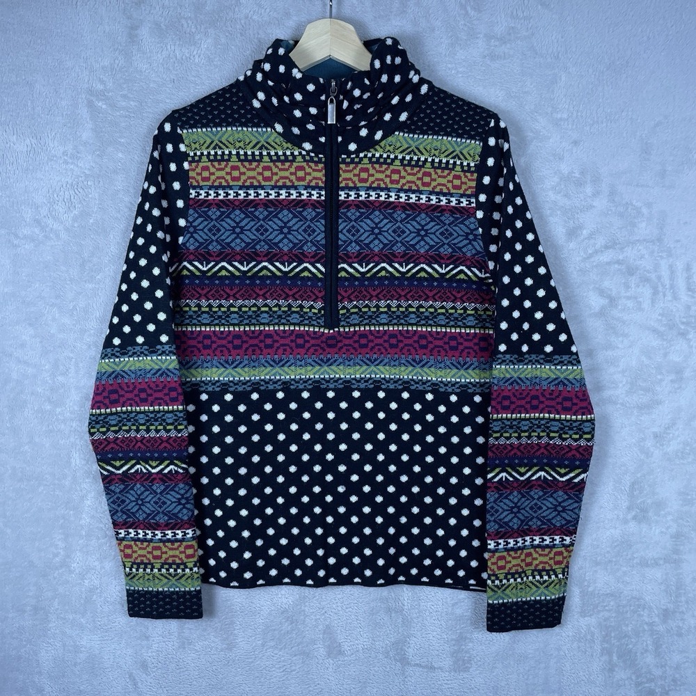 Icelandic Design 1/4 Zip Wool Sweater Womens Medium Fair ilse Pockets Nordic